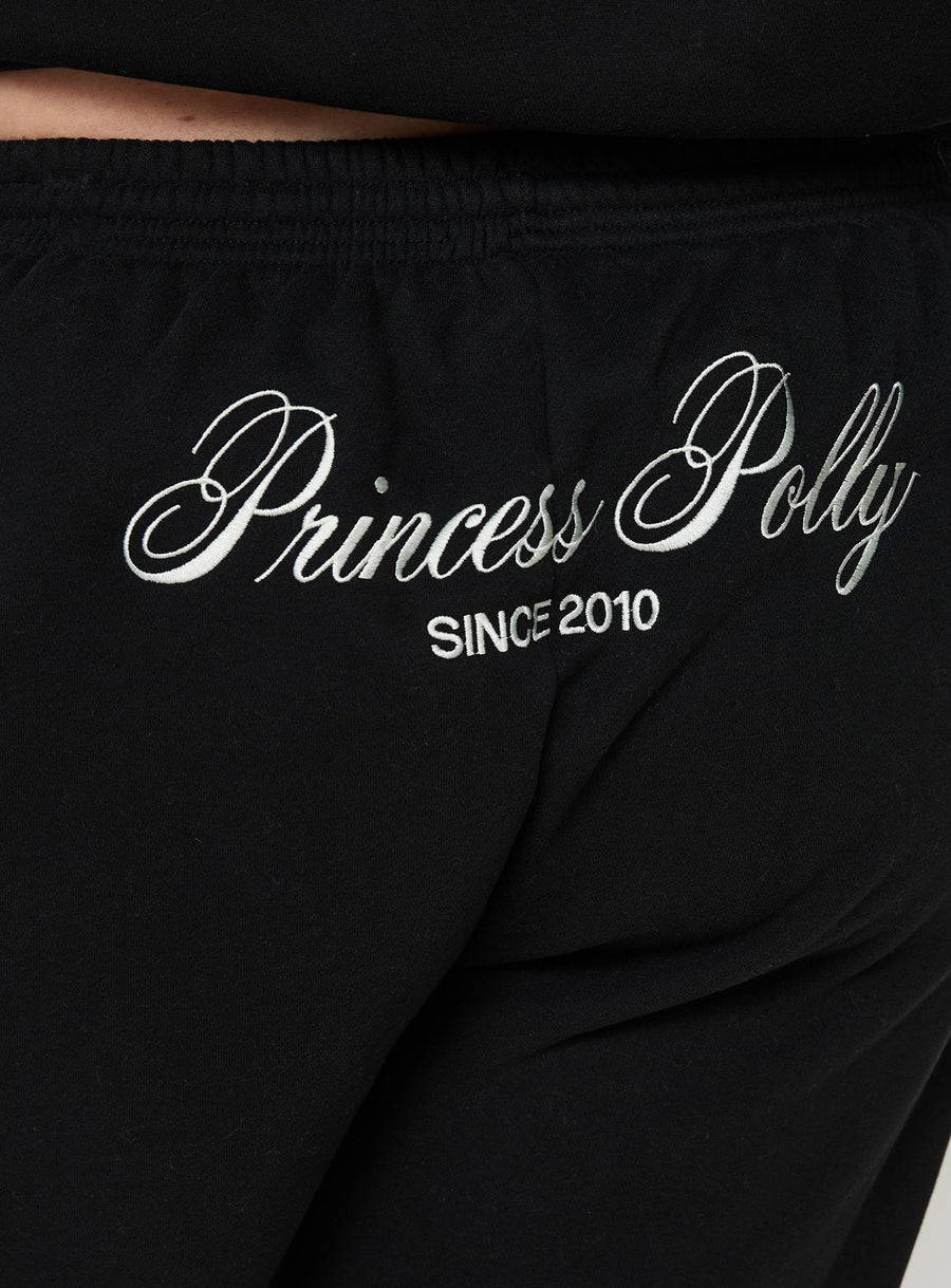 Princess Polly Track Pants Script Black / Ivory Curve