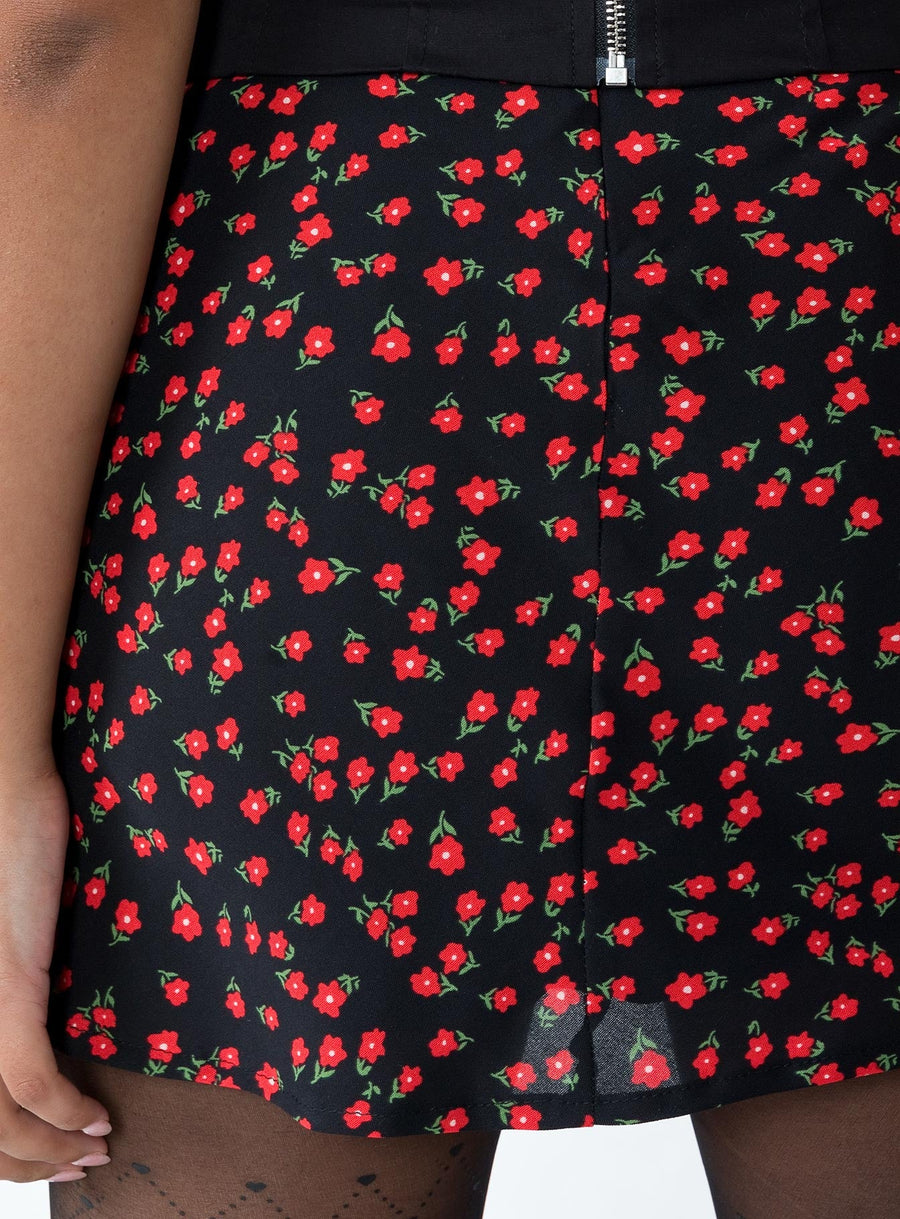 Kerri Mini Skirt Black Floral