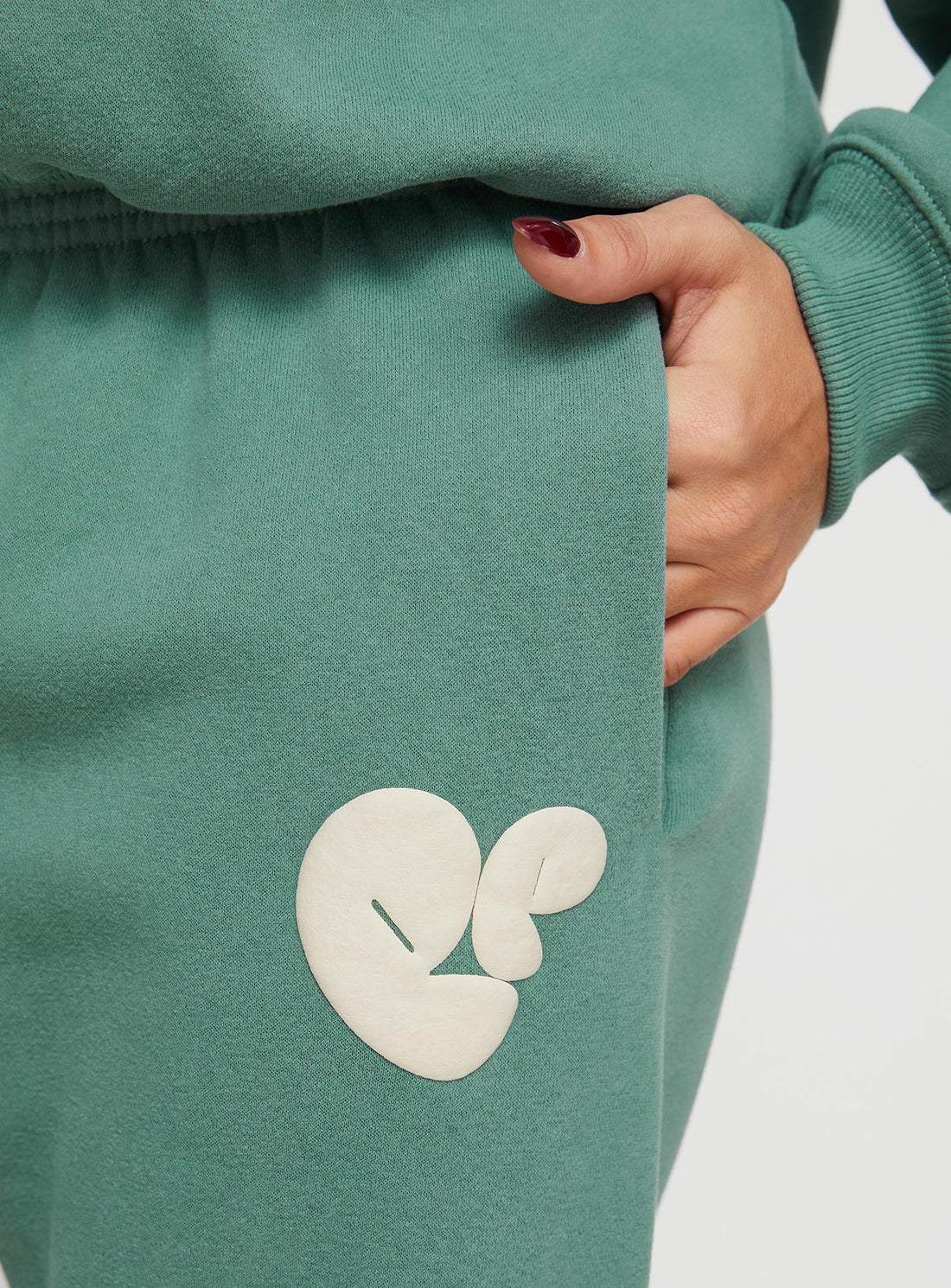 Princess Polly Track Pants Bubble Text Sage / Eggshell