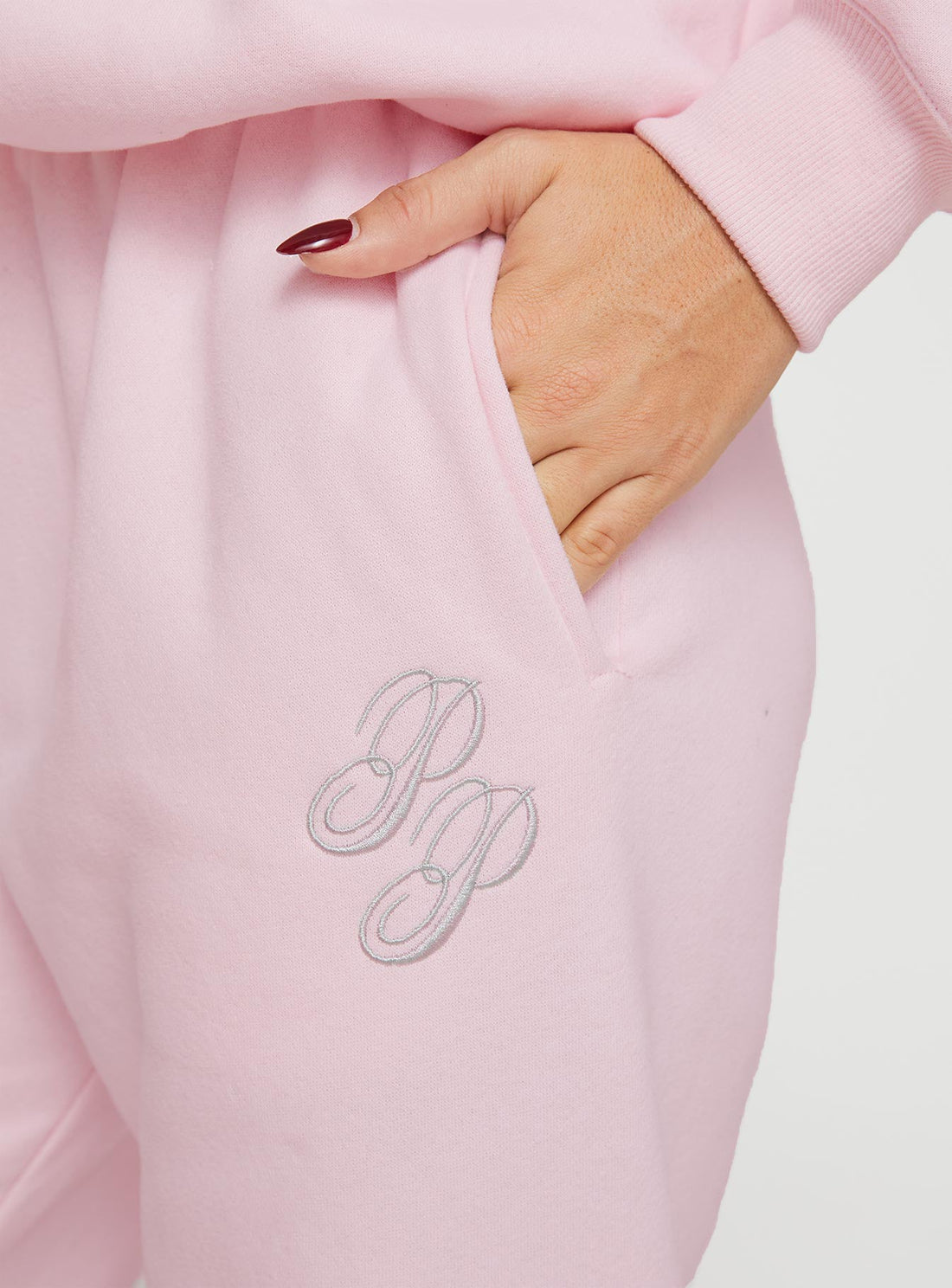 Princess Polly Track Pants Script Baby Pink / Grey