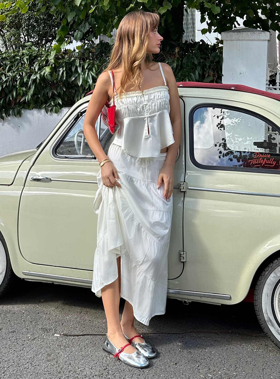 Keira Tiered Maxi Skirt Porcelain