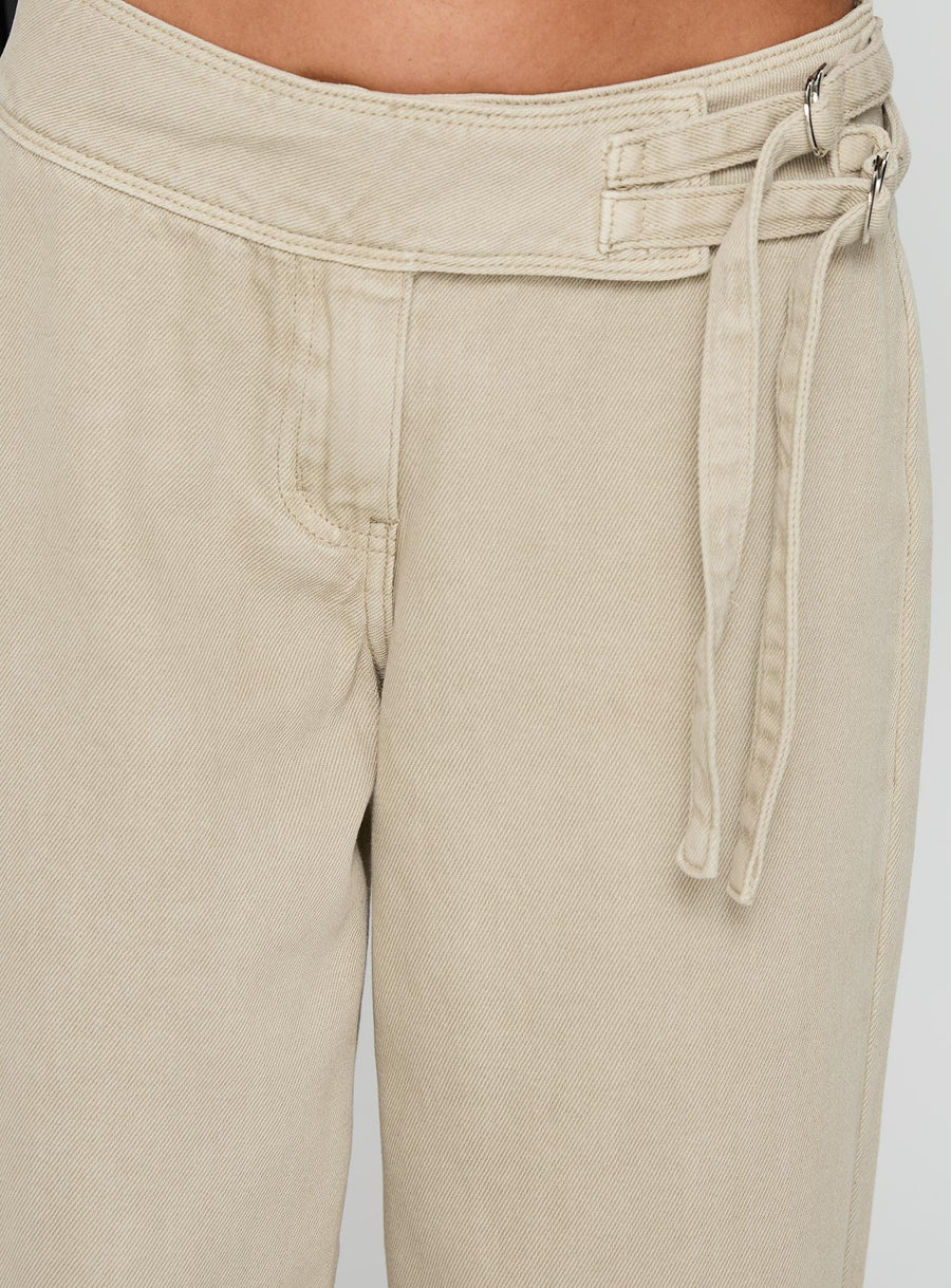 Boxie Mid Rise Wide Leg Jeans Washed Green