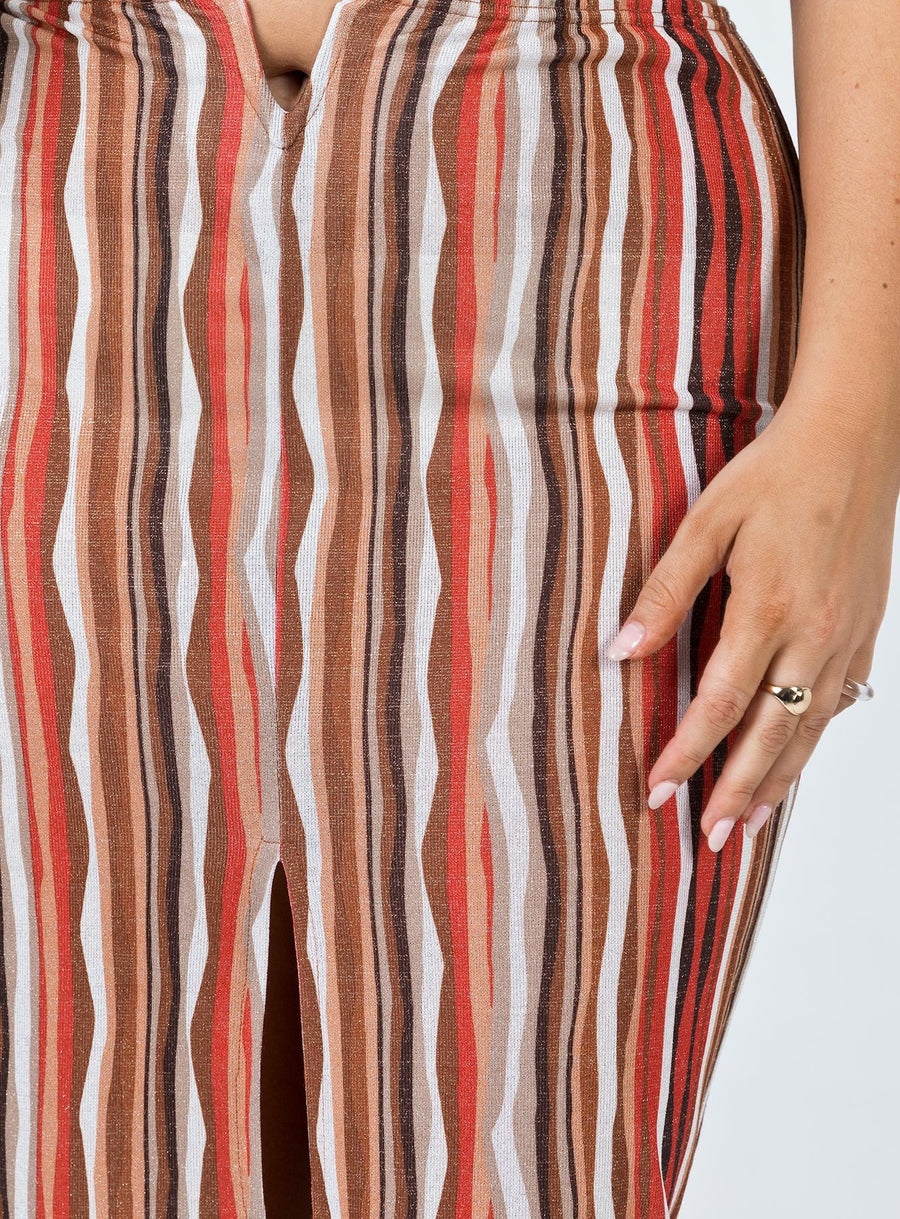 Molly Retro Stripe Midi Skirt Multi