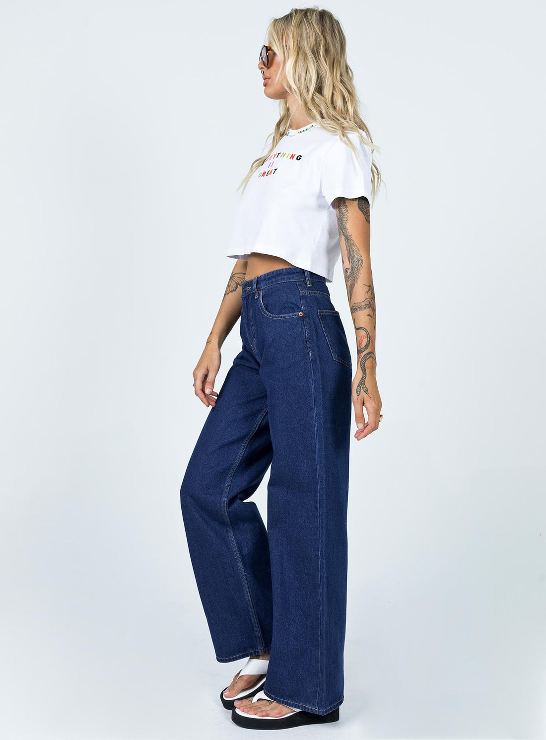 Motel Extra Wide Jeans Indigo Blue