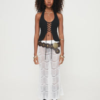 Kastio Crochet Midi Skirt White