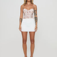 Karley Satin Low Waist Mini Skirt White