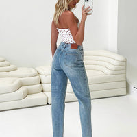 Holly Asymmetric Straight Leg Jean Light Wash Tall
