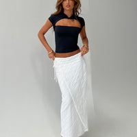 Ring Her Up Lace Wrap Maxi Skirt White