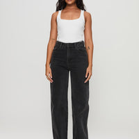 Karlina High Rise Straight Leg Jeans Charcoal
