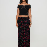 Donabella Mesh Maxi Skirt Black / Red
