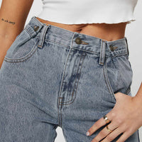 Krena Adjustable High Mid Rise Jeans Mid Wash
