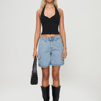 Mika Carpenter Denim Shorts Light Wash
