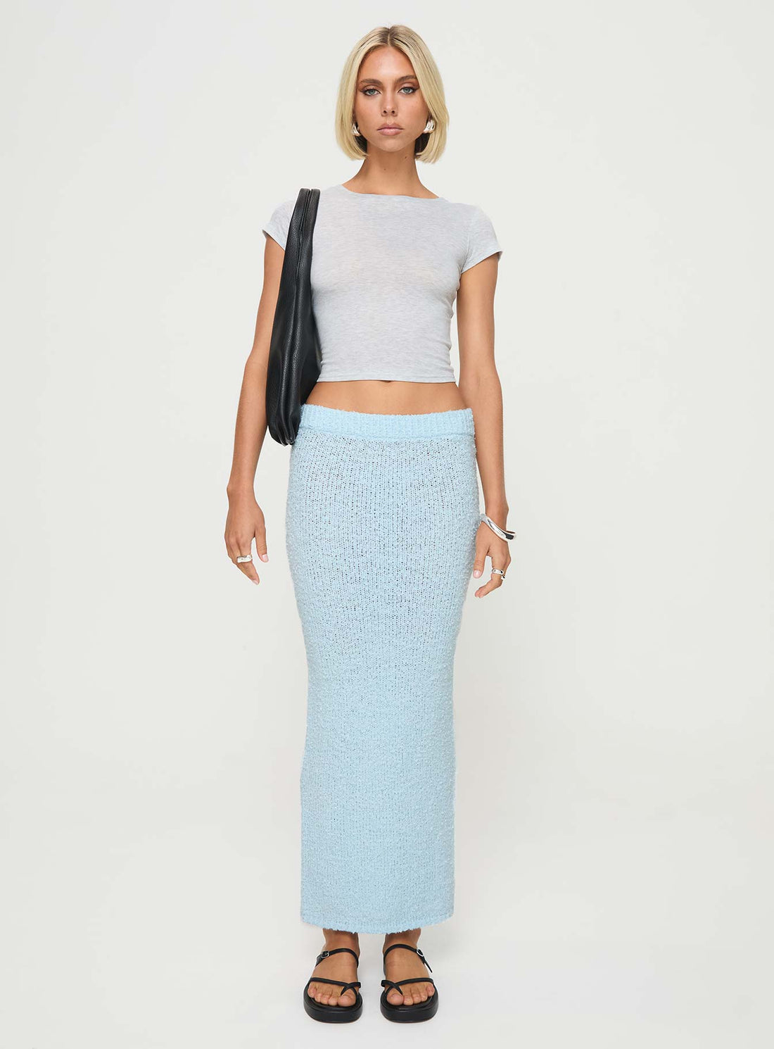 Ponce Boucle Maxi Skirt Light Blue