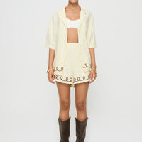 Jamari Linen Blend Shorts Cream / Brown