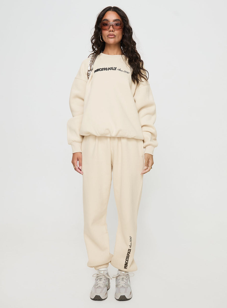 Princess Polly Track Pants Block / Cursive Text Stone