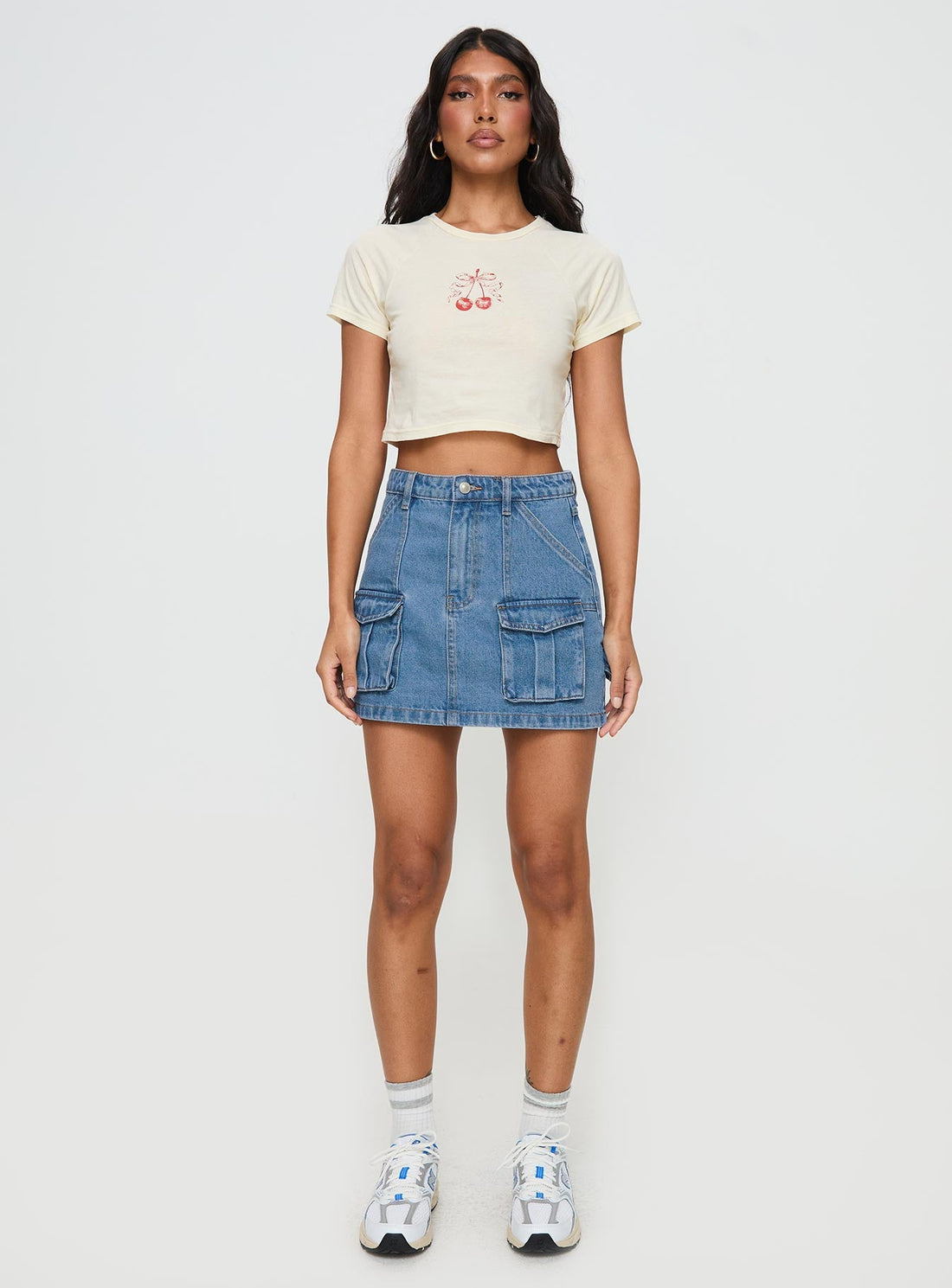 Chillders Denim Mini Skirt Mid Wash