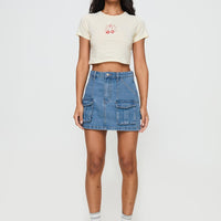Chillders Denim Mini Skirt Mid Wash