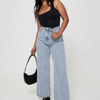 Nicolo High Rise Straight Leg Jeans Light Blue Wash