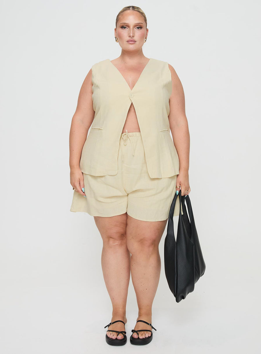 This Summer Linen Blend Shorts Sand Curve