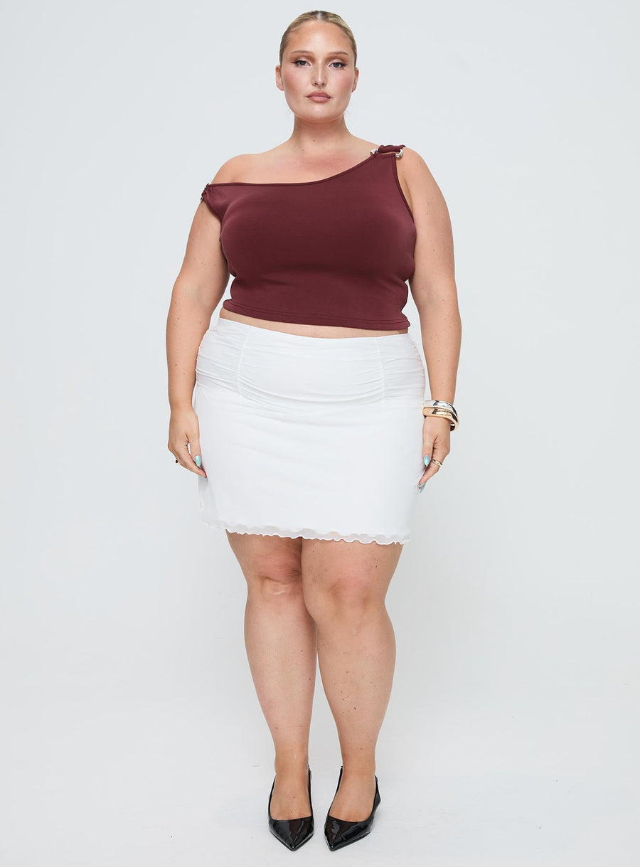 Meredith Ruched Mini Skirt White Curve