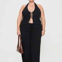 Felipe Linen Blend Pants Black Curve