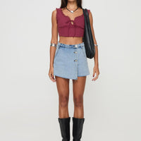 Josue Denim Wrap Skort Light Blue Wash