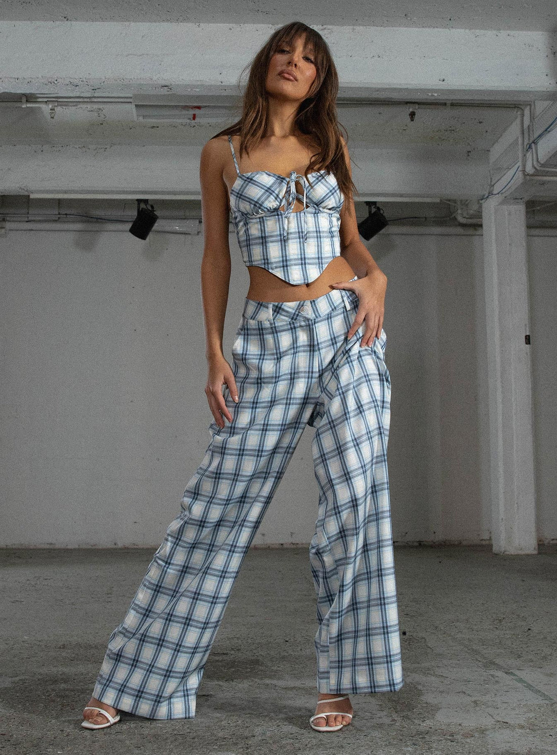 JGR & STN Cami Plaid Trouser Blue Check