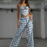 JGR & STN Cami Plaid Trouser Blue Check
