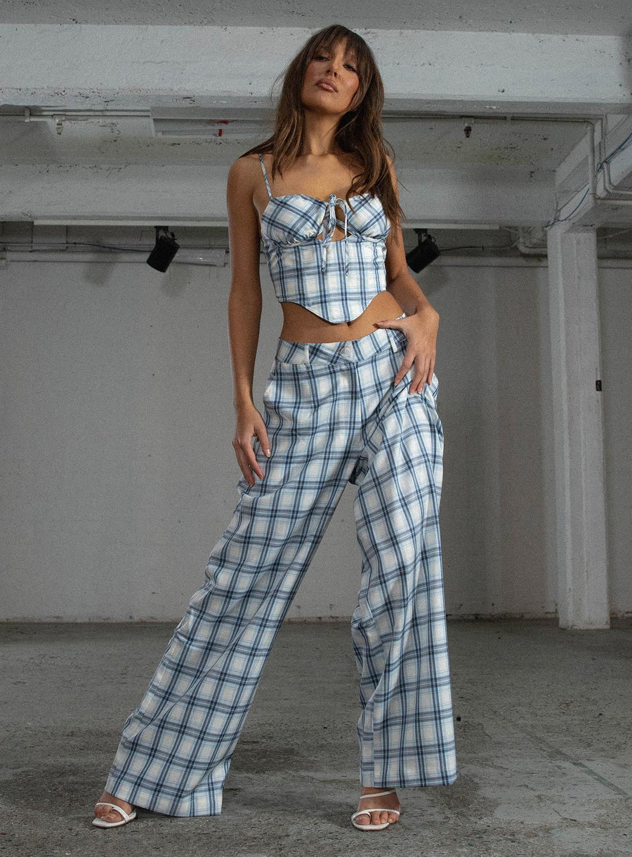 JGR & STN Cami Plaid Trouser Blue Check