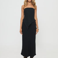 Ermias Linen Blend Midi Skirt Black