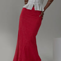 Raven Mid Rise Maxi Skirt Red