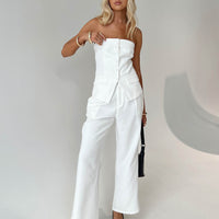 Jazzar Pocket Detail Pleated Pant White Petite