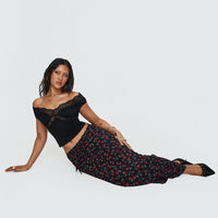 Donabella Mesh Maxi Skirt Black / Red