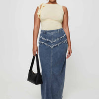 Lune Denim Maxi Skirt Blue