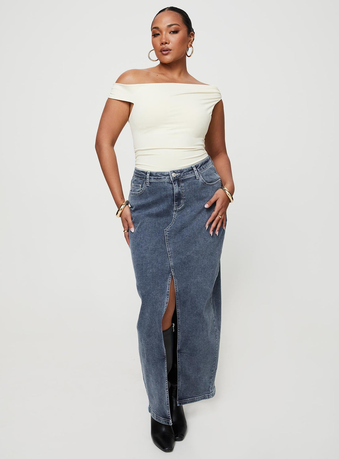 Batkins Maxi Skirt Dark Wash Denim