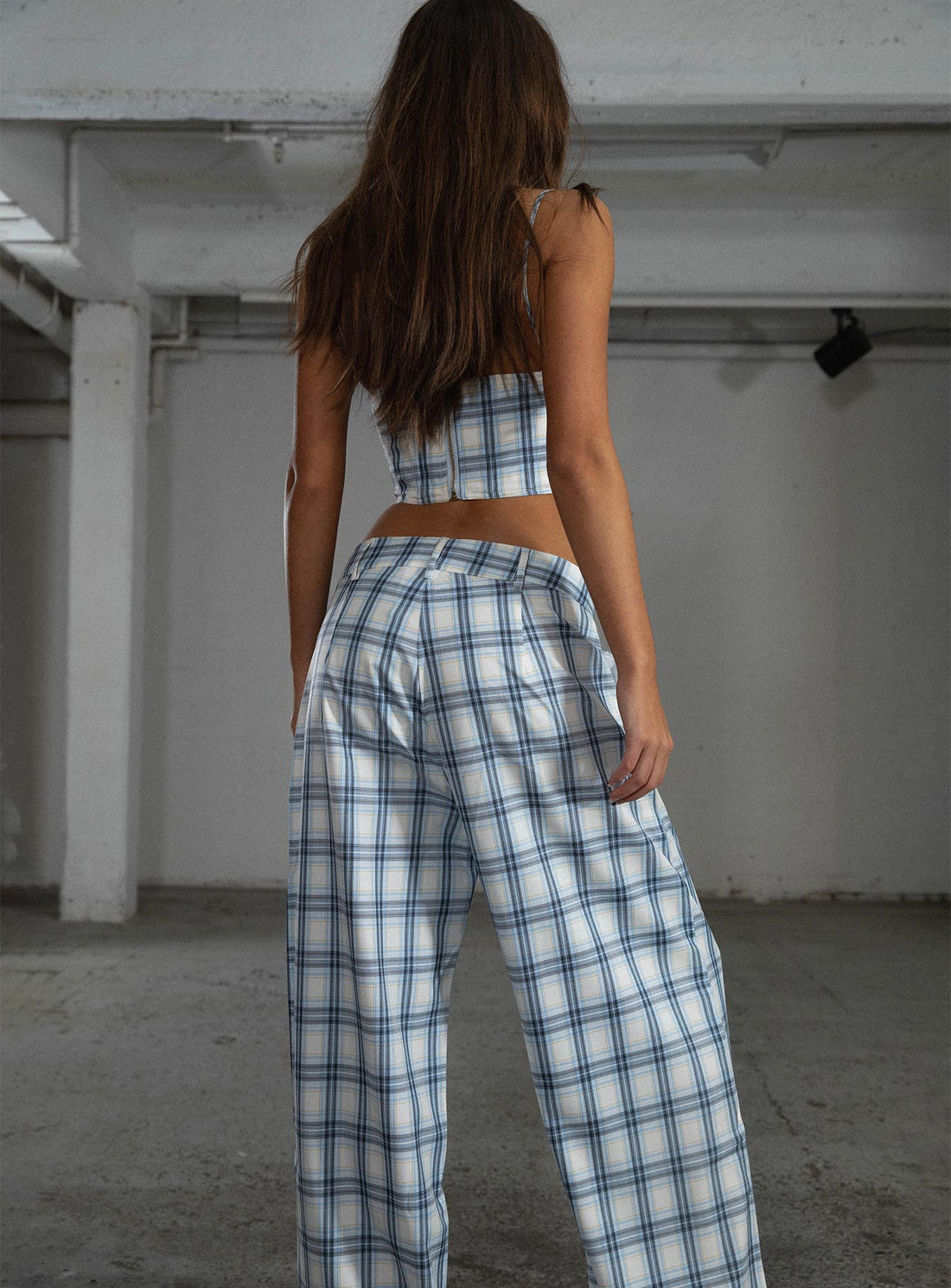 JGR & STN Cami Plaid Trouser Blue Check