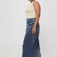 Lune Denim Maxi Skirt Blue