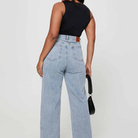 Nicolo High Rise Straight Leg Jeans Light Blue Wash