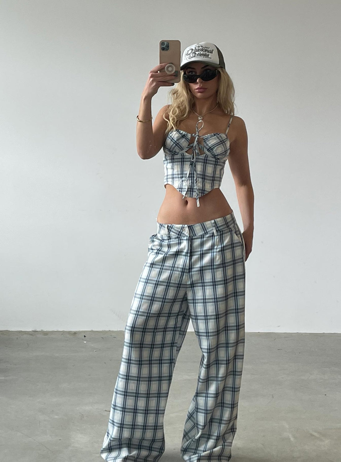 JGR & STN Cami Plaid Trouser Blue Check