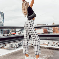 Euros Check Pants Black / White Petite