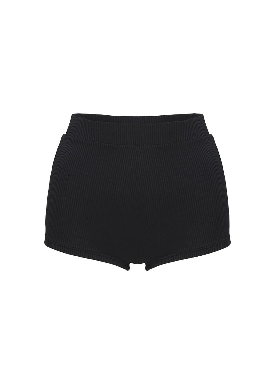 Ezrah Ribbed Shorts Black
