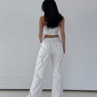 Fallout Mid Rise Cargo Pants White