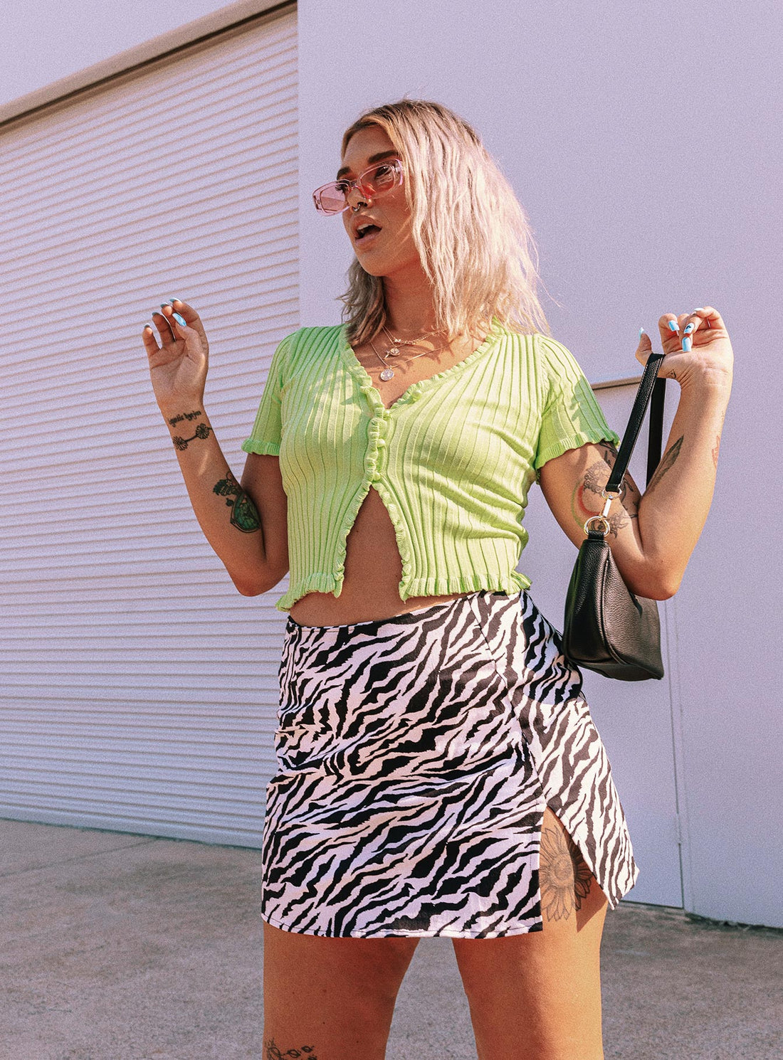 Motel Pelmet Skirt 90's Zebra Black & White