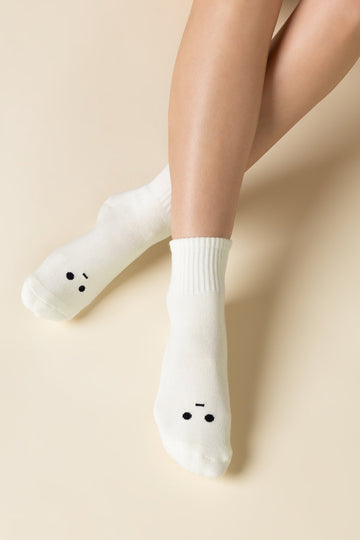 Mixed Emotions Crew Socks - Meh Face