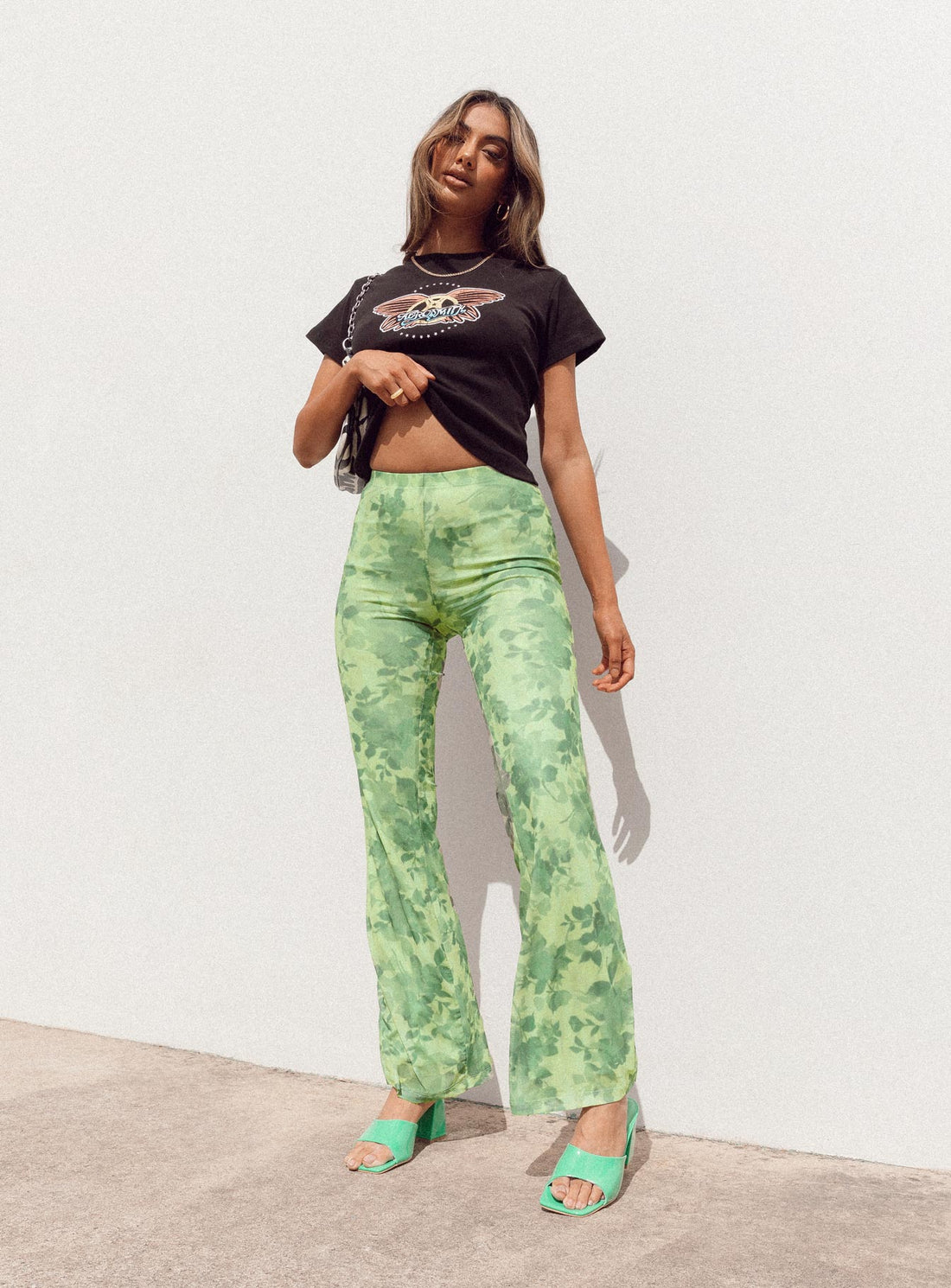 Motel Heny Trouser Blurred Floral Green