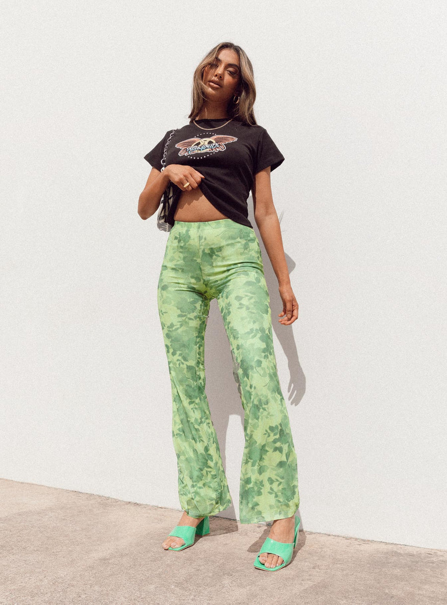 Motel Heny Trouser Blurred Floral Green