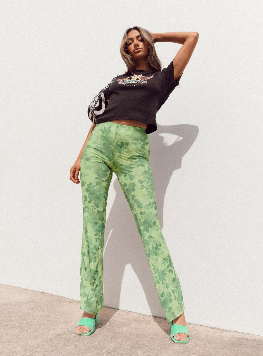 Motel Heny Trouser Blurred Floral Green