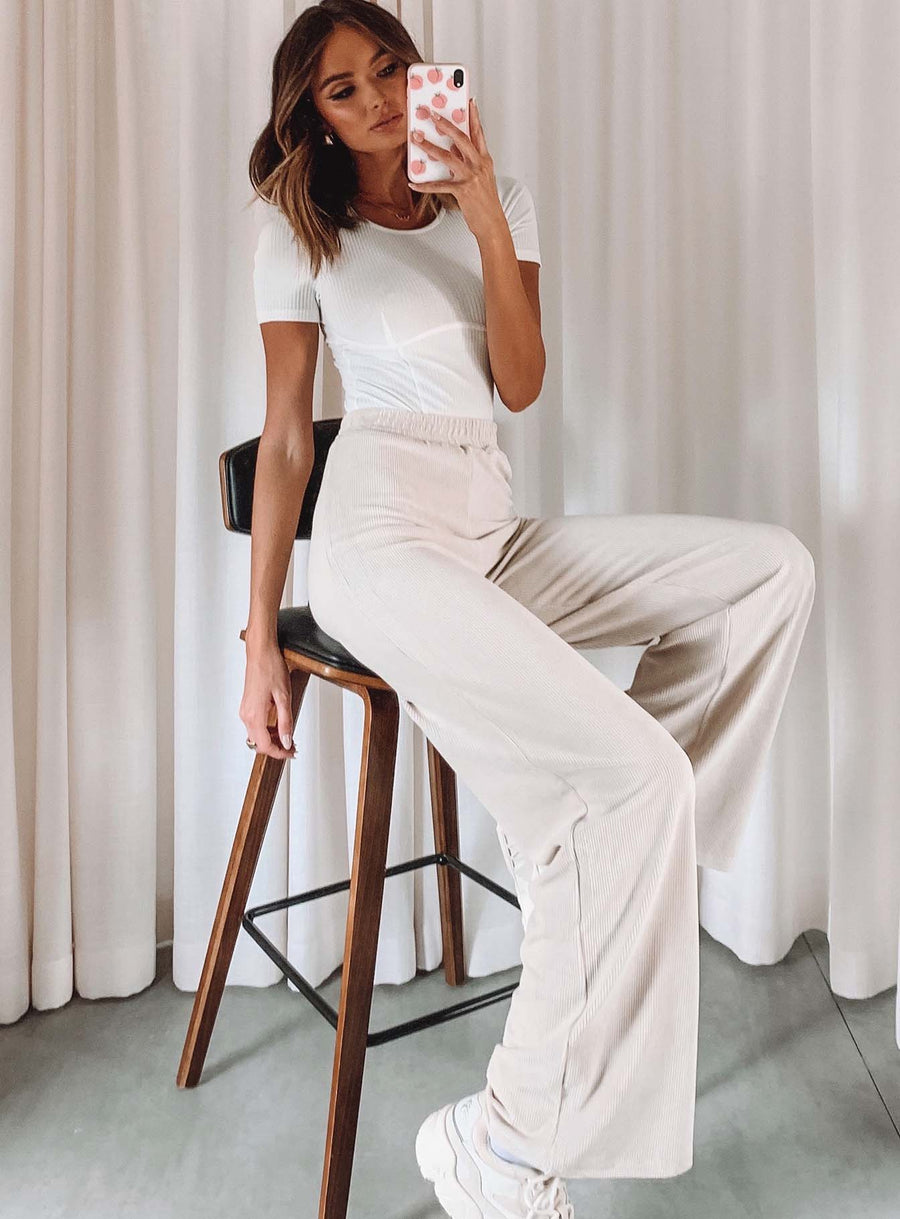 Motel Obeli Trouser Rib Cream