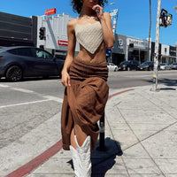 Porto Maxi Skirt Brown