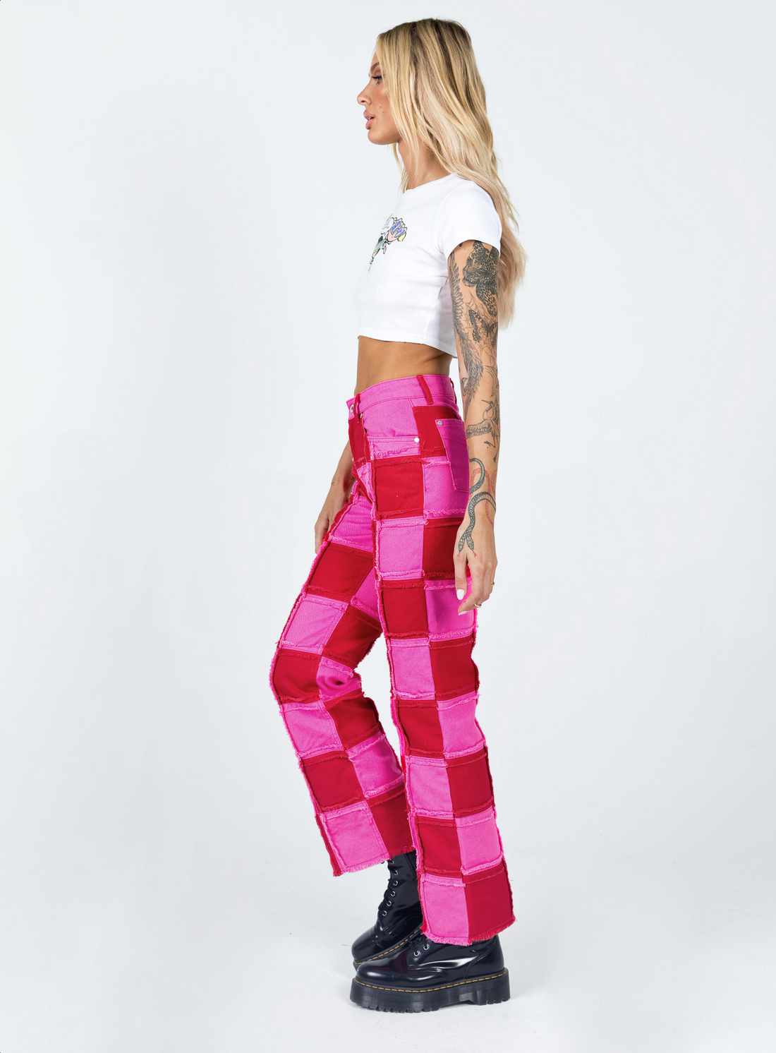 The Ragged Priest Muse Denim Jeans Pink & Red